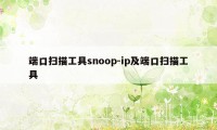 端口扫描工具snoop-ip及端口扫描工具