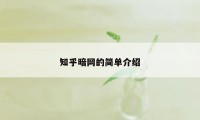 知乎暗网的简单介绍