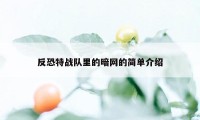 反恐特战队里的暗网的简单介绍