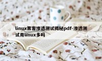 linux黑客渗透测试揭秘pdf-渗透测试用linux多吗
