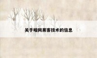 关于暗网黑客技术的信息