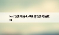 kali攻击网站-kall系统攻击网站教程
