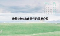 tb级ddos攻击事件的简单介绍