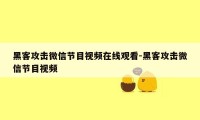 黑客攻击微信节目视频在线观看-黑客攻击微信节目视频