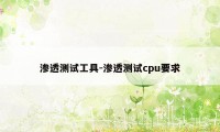 渗透测试工具-渗透测试cpu要求